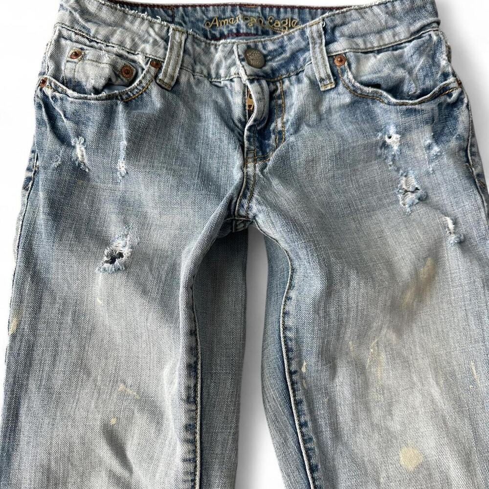 Vintage American Eagle Distressed Hipster Low Rise Flare Jeans – Size 0 Short - Picture 8 of 8